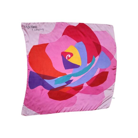 Lancome x Ashley Mary Accessories - Lancome Paris x Ashley Mary Womens Square Scarf 34"x34" Red Multicolor Rose